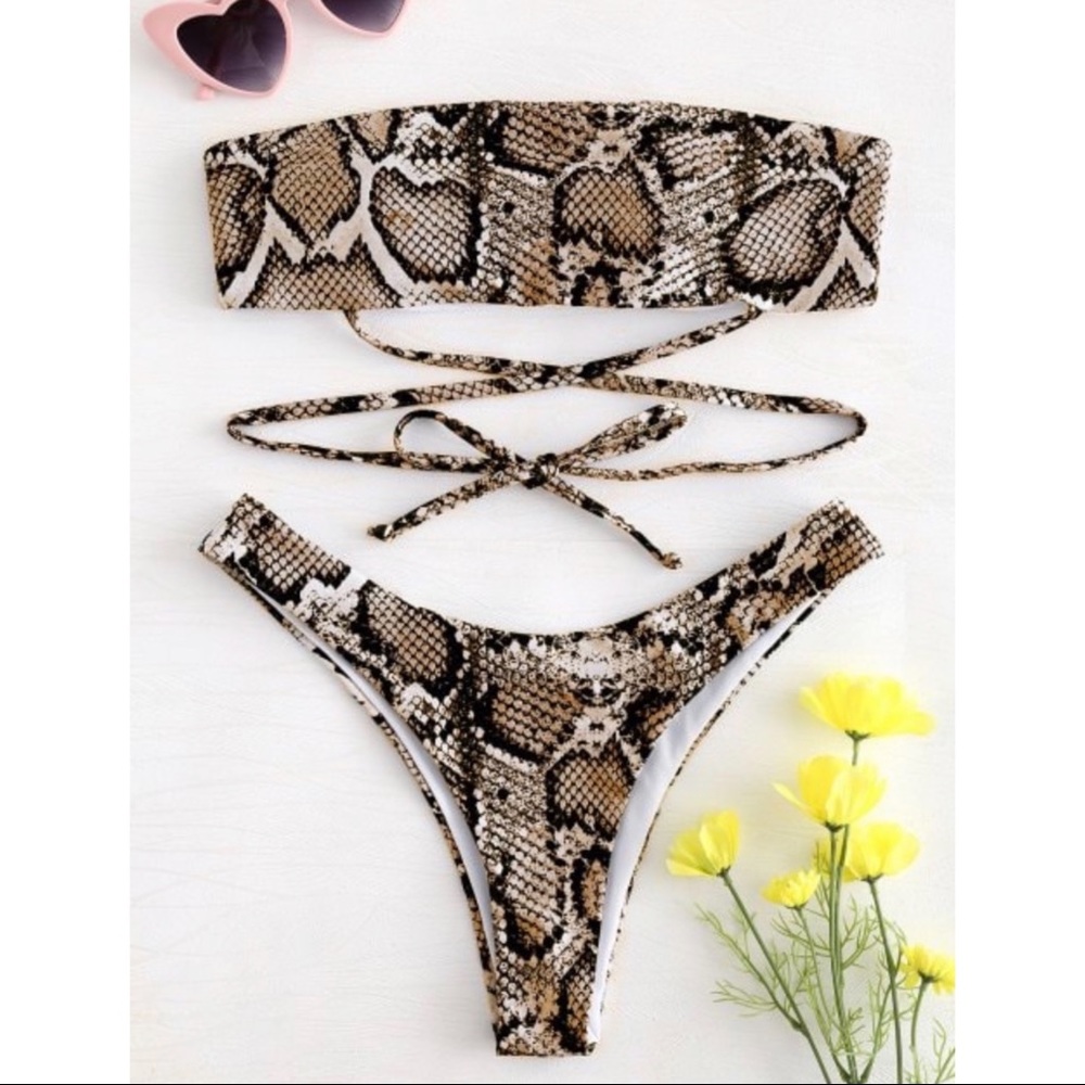 Snake print two piece bikini